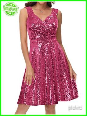 Sparkly Sequin Cocktail Party A Line Glitter Midi Dress